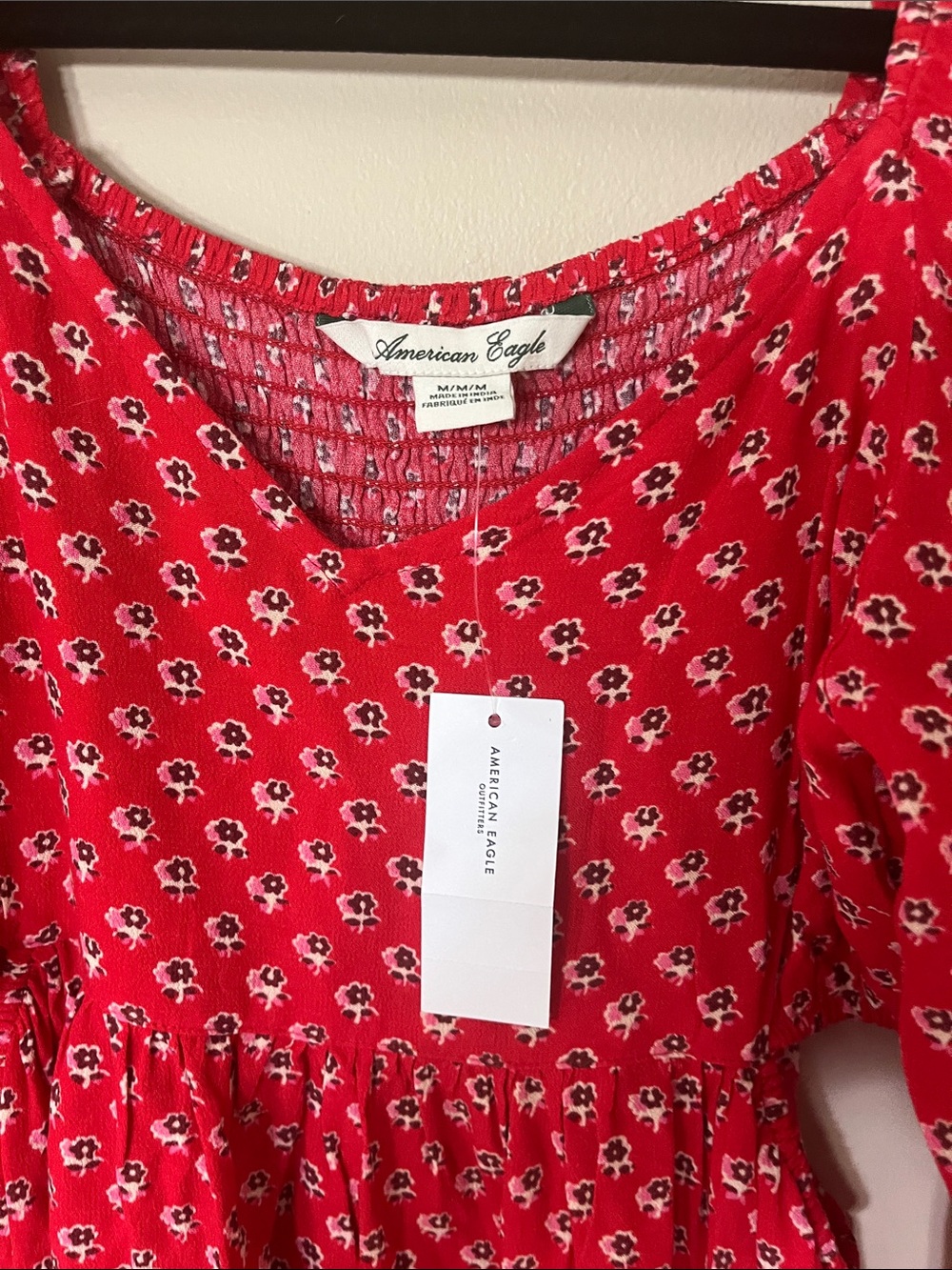 NWTAmerican Eagle Outfitters Red Printed Midi Dress - Picture 2 of 4